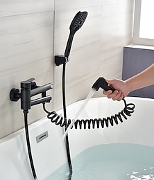 cheap -Bathtub Faucet Wall Mounted Black, 3 Spout Bathroom Faucet Bath Roman Tub Filler Mixer Tap Brass with 2 Sprayer Bidet Sprayer