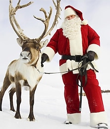 Недорогие -Костюмы Санта Клауса Дед Мороз Санта-одежда Взрослые Муж. Косплей Костюм Хэллоуин Рождество Рождество Хэллоуин Карнавал Легкие костюмы на Хэллоуин