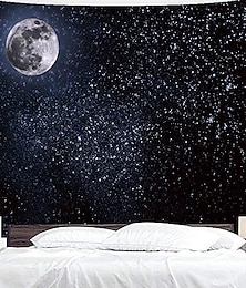 رخيصةأون -القمر ستار السماء معلقة نسيج جدار الفن كبير نسيج جدارية ديكور صورة خلفية بطانية الستار المنزل غرفة نوم غرفة المعيشة الديكور