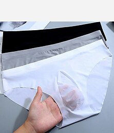 baratos -Cueca básica elástica de cintura baixa normal masculina 1 peça cueca confortável cor sólida azul claro branco m
