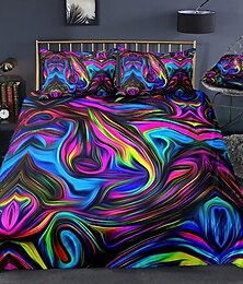 economico -Copripiumino a vortice 3d set di biancheria da letto copripiumino con 1 copripiumino o copriletto, 1 foglio, 2 federe per matrimoniale/regina/re (1 federa per doppia/singola)