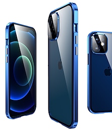 olcso -telefon Ügy Kompatibilitás Apple Mágneses adszorpciós tok iPhone 15 14 Pro Max 13 12 11 Pro Max Mini X XR XS 8 7 Plus Teljes testvédő Kamera lencsevédő előlapi üvegfóliával Átlátszó Hőkezelt üveg Fém