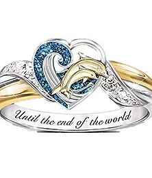 economico -anello di dichiarazione delle donne mamma ti ama per sempre intarsiato zircone femminile anello tartaruga gufo fiore unicorno anello donne ragazze regalo gioielli (delfino, 6)