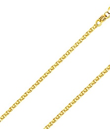 billiga -14k massivt guld italienskt gult guld 1,5 mm platt öppet vete länk kedja halsband-tillverkad i Italien-14 karat med hummer klo lås inkluderar presentask med beställning 18,5 inches
