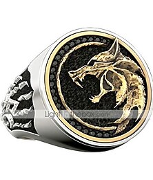 voordelige -roestvrijstalen ringen voor mannen - coole ringen norse odin fenrir viking ring tovenaar krijger jager reliëf wolf hoofd wolf poot voordeel sieraden ringen - vintage mode grote dier wolf ring maat nr.