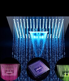 voordelige -verborgen regendouchekop 400 * 400 mm led-licht, 16 inch plafond regendouchekop 304 roestvrij staal, regendouche 3 functies led-douchekop vierkante spa waterval douchepaneel