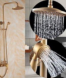 abordables -Robinet de douche, ensemble de système de douche, pluie système de douche en cuivre antique antique vanne en céramique mitigeurs de douche de bain