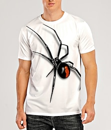 voordelige -Voor heren T-shirt dier Spinnen Ronde hals Linnen Zwart Wit Crème Lichtgrijs 3D-afdrukken Grote maten Dagelijks Korte mouw Afdrukken Kleding Ontwerper Basic Casual Groot en klein