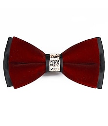 Недорогие -мужской базовый галстук-бабочка в стиле пэчворк черный винно-красный 2024
