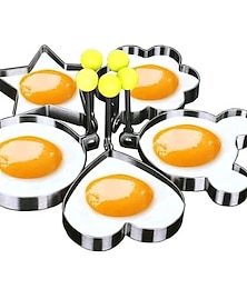 voordelige -5 stuks set gebakken ei vorm pannenkoek ringen vormige omelet schimmel schimmel frituren ei kookgerei keukenbenodigdheden accessoires gadget