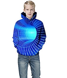 ieftine -Copii Băieți Hanorac cu Glugă Manșon Lung Tipărire 3D Grafic Trifoi Albastru piscină Gri Copii Topuri Primăvară Toamnă Misto Zilnic 3-12 ani