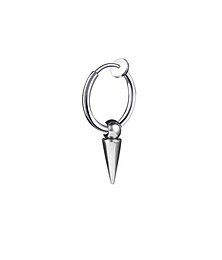 economico -orecchini a cerchio da uomo con ciondolo a catena a sfera affusolata con piume incrociate argento nero 316l acciaio inossidabile punk hip hop rock gotico stile kpop orecchini singoli