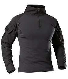 voordelige -Voor heren Gevechtsshirt Tactisch militair overhemd Lange mouw Kleding Bovenlichaam Buiten Ademend Sneldrogend Multi Pocket Lichtgewicht Zomer Lente Polyester Politie zwart pythonpatroon Zwart Leger