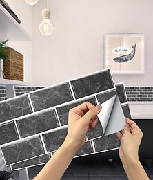 Недорогие -15x30 см, 6 шт., наклейки на плитку, плитка, краска, фартук, съемные, водонепроницаемые, самоклеящиеся наклейки, украшение для дома, гостиная, кухня, декор для ванной комнаты (черный) самоклеящаяся