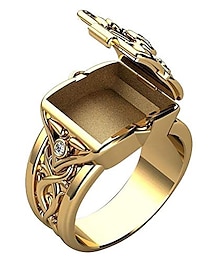 baratos -anel masculino com compartimento secreto mini caixa de armazenamento em forma de concha design retrô anéis de banda esculpidos punk hip hop joias para festa presente exclusivo para homens mulheres