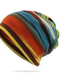 economico -nuovo berretto unisex con stampa a righe cappello da donna morbido autunno inverno caldo cappello sciarpa casual berretto hip hop all'aperto