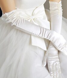 preiswerte -Satin Opernlänge Handschuh Handschuhe Mit Einfarbig Hochzeit / Party-Handschuh