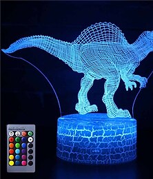 Недорогие -3d динозавр ночник иллюзия лампа 16 изменение цвета декор лампа с пультом дистанционного управления для гостиной кровать бар лучший подарок игрушки для мальчиков девочек
