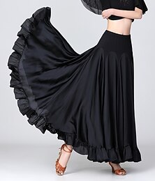 Недорогие -Ballroom Dance Skirts Ruffles Cascading Ruffles Ruching Women's Training Performance High Polyester