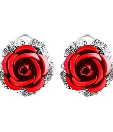 abordables -boucles d'oreilles en strass rose délicate pour femmes