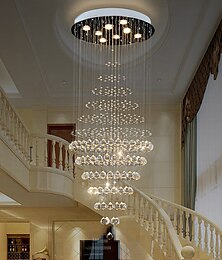 economico -Lampadari Di Lusso Per Scale Illuminazione Lampada A Sospensione In Cristallo Illuminazione A Soffitto Per Interni Ristorante Hall Luci Cristal Soggiorno Lampada A Sospensione Loft