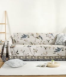 halpa -sohvanpäällinen sohvapeitto kasvien painatus sohvanpäällinen sohvasuoja sohvan heittokansi pestävä nojatuolille / loveseat / 3: n istuttava / 4: n istuttava / l-muotoinen sohva
