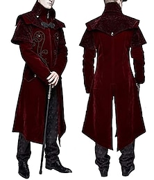 economico -Vintage Gotico Medievale Cappotto Mascherata Abbigliamento esterno Principe Vampiro Medico della peste Tinta unita Costume Per uomo Fantasia Reale Stile Steampunk Halloween Carnevale Mascherata Feste