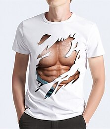 cheap -Men's T shirt Tee Tee Funny T Shirts Graphic Muscle Round Neck White / Black Black White Blue Brown 3D Print Daily Holiday Short Sleeve 3D Print Clothing Apparel Sports Casual Muscle