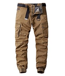 cheap -Men's Cargo Pants Cargo Trousers Hiking Pants Pocket Plain Comfort Breathable Outdoor Daily Going out 100% Cotton Fashion Casual Black Army Green
