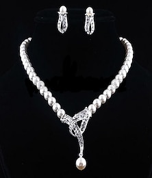 cheap -Bridal Jewelry Sets 1 set Imitation Pearl Rhinestone 1 Necklace Earrings Women's Elegant Fashion Korean Jewelry Set For Party Wedding Gift / Engagement