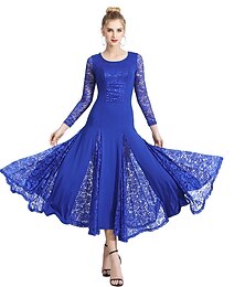 preiswerte -Für den Ballsaal Kleid Plissee Kombination Damen Ausbildung Leistung Langarm Normal Spitze Milchfieber