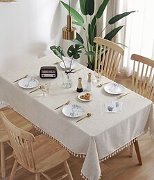 abordables -nappe art nordique bambou lin noué avec gland nappe thé table basse pour table à manger décoration de la chambre de la maison