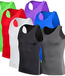 cheap -Men's Gym Tank Top Compression Tank Top Sleeveless Vest / Gilet Athletic Breathable Moisture Wicking Soft Gym Workout Running Active Training Sportswear Activewear Solid Colored Fluorescence+Green