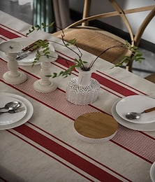 cheap -Tablecloth Linens Cotton Table Cloth Dustproof Striped Table Kitchen Garden Outcoor Restrant Rectangule