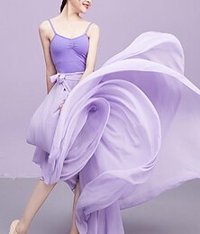 זול -חצאיות אולמות נשפים צבע טהור תחפושות ביצועים יומיומיים של נשים אימון יומי ללבוש שיפון טבעי