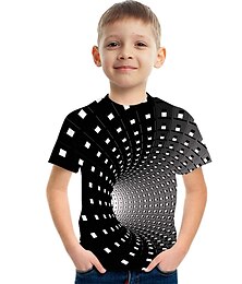 お買い得  -男の子 3D カラーブロック 3D印刷 Tシャツ 半袖 3Dプリント 夏 活発的 スポーツ ストリートファッション ポリエステル レーヨン 子供 2〜13歳 アウトドア 日常