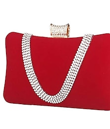 voordelige -Luxe avondtasje dames clutch diamanten suède handtas schouder voor bruiloft portemonnee bruids prom party banket (rood)