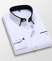 cheap -Men's Dress Shirt Button Down Shirt Collared Shirt Non Iron Shirt White Pink Navy Blue Long Sleeve Plain Collar All Seasons Wedding Work Clothing Apparel