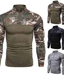 voordelige -Voor heren Camo-shirt Gevechtsshirt camouflage Lange mouw Buiten Herfst Lente Sneldrogend Ademend Zacht Zweetafvoerend Polyester Jagen Opleiding Leger Leger Groen Grijs Zwart