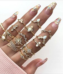 billige -17stk Ringe For Dame Arbeid Gave Daglig Legering geometriske Eksamen Glede