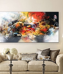 cheap -Oil Painting Hand Painted Horizontal Abstract Modern Rolled Canvas (No Frame)