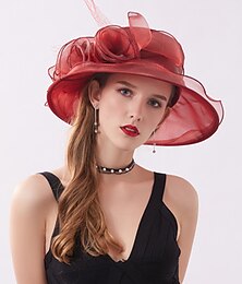 abordables -Chapeaux autre chapeau seau chapeau de soleil fête  soirée course de chevaux du Kentucky Melbourne Cup avec ornement floral accessoire de tête dress to impress tenue de jour de course