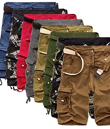 cheap -Men's Cargo Shorts Hiking Shorts Leg Drawstring Multi Pocket Multiple Pockets Plain Camouflage Breathable Outdoor Knee Length Casual Daily Cotton Streetwear Stylish Yellow Army Green Micro-elastic