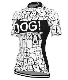abordables -Femmes Maillot de cyclisme Graphique Chien À Motifs Manche Courte Cyclisme Maillot Top avec 3 poches arrière VTT Vélo tout terrain Cyclisme sur route Séchage Rapide Doux Bandes réfléchissantes Poche