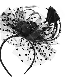 economico -Fascinators kentucky derby cappello piuma occasioni speciali festa/sera giorno delle donne melbourne tazza cocktail fiore stile elegante con copricapo piuma a pois copricapo