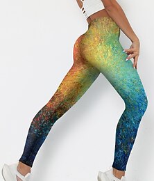 abordables -Femmes Normal Leggings Leggings confortables Élégant Nouveauté Longueur cheville Taille Moyenne Bloc de Couleur Imprimé Graffiti Taille Élastique Sportif Imprimé Confort Élastique Sport de Loisirs