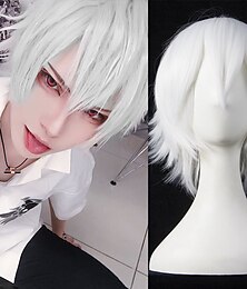 economico -Parrucche sintetiche corte per donne bianco viola blu biondo giallo nero rosso parrucca cosplay femminile fibra ad alta temperatura parrucche di Halloween