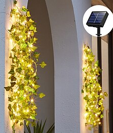お買い得  -屋外ソーラーledストリングライトip65防水ソーラーパワー屋外ledガーデンハンギングライト人工屋外ツタの葉植物用庭柵壁掛け装飾暖かい白8モード照明