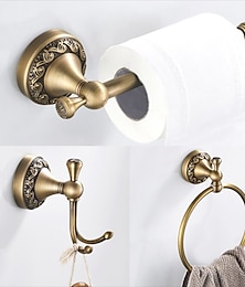 Недорогие -аксессуар для ванной комнаты кольцо для полотенца/держатель для туалетной бумаги/крючок для халата античная латунь ванная комната один стержень настенный резной дизайн
