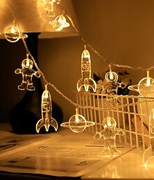 economico -led spazio astronauta luci stringa batteria o operazione usb 1.5 m 3 m 6 m razzo pianeta led fata stringa luce camera dei bambini festa di festa decorazione della casa lampada